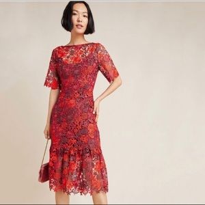 Anthropologie Brigitte Embroidered Midi Dress